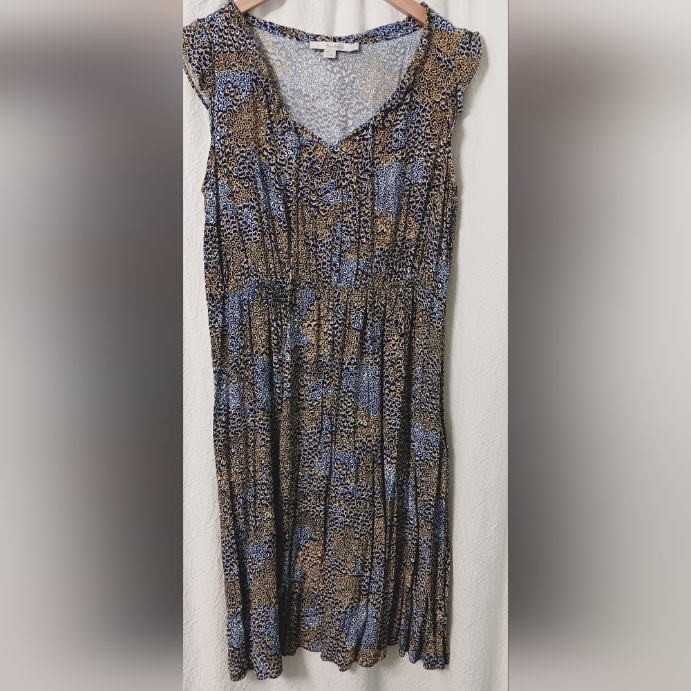 Boden Elegant Sleeveless Multicolor Patterned Dress With Zipper On Side  Size 10